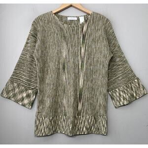 JH Collectibles Space Dye Sweater Size Medium Green Boho 70s Hippie Retro Knit